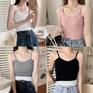 여성 겨울 융 기모 끈 나시 융털 골지 방한 보온 스판 여자 교복 학생 이너 나시티