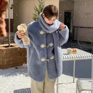 [M7] 여자 떡복이단추 FW 양털 더플 코트 세트