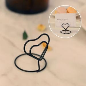 메모꽂이 하트와이어 스탠드 (블랙 2개) 메모홀더 쇼클립 가격표 명함 네임택 클립 집게