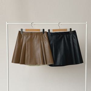 빅사이즈치마바지 Q285L412 레더플리츠팬츠스커트 LT