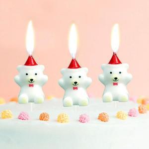 [HYIJWWWY_4B]해피 케이크장식초 생일초 곰돌이초