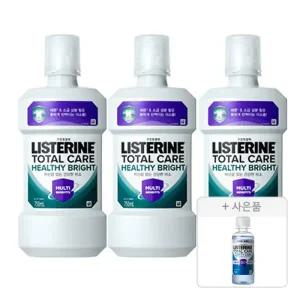 리스테린 헬씨 브라이트 750ml, 3개 + 증정(쿨민트, 100ml, 1개)