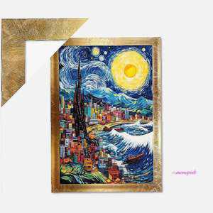 500피스퍼즐 해변+우드골드세트 빛나는 고흐 밤의rst842