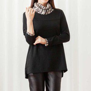 까르죠아 루즈핏 폴라 롱 티셔츠 빅사이즈 가을 겨울 여성 블라우스 엄마옷 중년 의류