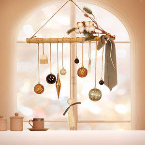 [더원스토리]골드라벨리스 크리스마스 트리 장식 소품 리스 전구