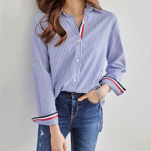 [올리비에스클로젯] 소매롤업 테잎배색 스트라이프 셔츠_O2501BL011A