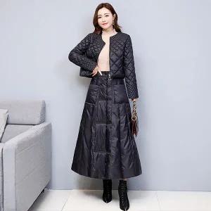[하프클럽/](55~88)퀼팅패딩스커트상하세트 겨울코트 여성하프코트 롱코트