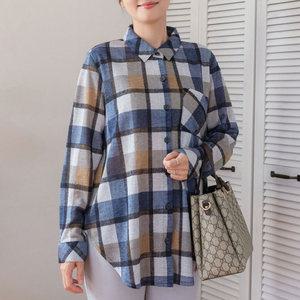아시아 체크 셔츠 / 23SS10 / 엄마옷 / 빅사이즈 / 할머니옷 / 실버다이아몬드