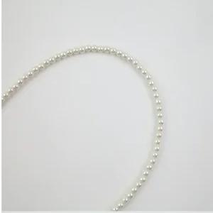 국산 3~6mm 인조 진주 아이보리 블랙 초커 여성 패션목걸이 실버 / 골드 꼬리체인 0789