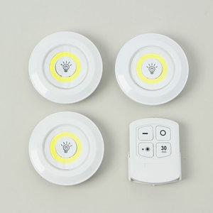 Acc LED 붙이는 조명 무드등 3개 백색 리모컨 벽 부착 등 터치 무선 접착식 부착식