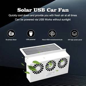 자동차 난방 선풍기 모바일 전원 공급 장치 라디에이터 배기 USB 화이트 3 헤드 태양열