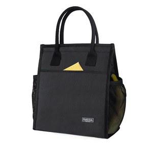 포켓 내부 프메이다 도시락 단열 재사용 방수 가방 보온 포함 여성용 가능한 키트 전면 블랙