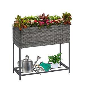 야외 식물을 위한 써니파크 키 큰 화분 라탄 모던 고가 상자와 탈착식 라이너가 있는 실내 현관 파티오 (27.5 u2019 u2019 x 12 u2019 27.5 u2019 u2019 u2019)