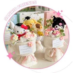 [에이치플러스몰]SANRIO 인형 학사모 꽃다발 졸업식 선물 기념일 봉제 비누꽃다발