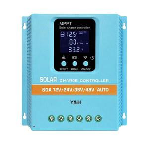 Y&H MPPT 60A 태양광 충전 컨트롤러 12V 24V 36V 48V LCD 디스플레이 배터리 인텔리전트 레귤레이터 Max 100V 입력 듀얼 USB 납-산 /리튬