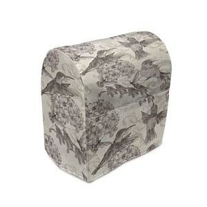 앰베손 벌새 스탠드 믹서 커버, 새와 꽃 단색 클래식 디자인 향수 장식, 포켓이 있는 주방 가전제품 정리함 가방 6~8쿼트, 크림 베이지 브라운