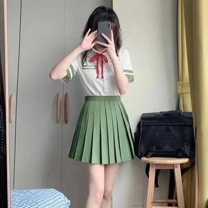 [JHP9SQU4_51IB]그린 여성스커트 반팔셔츠 세트 여자교복