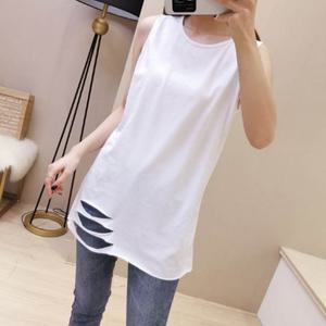 컷아웃 에이라인 원피스기장 레이어드 민소매 롱티