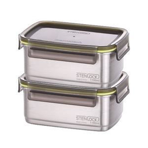 스텐락 국산 스텐밀폐용기 슈어 직사각 6호 2p세트