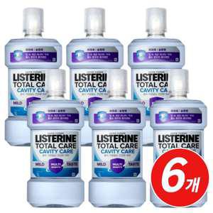 리스테린 저자극 불소코팅 토탈케어 캐비티케어 마일드 구강청결제 1000ml x 6개 입냄세제거제 가글액 구취