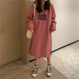 기모 후드 롱 원피스 여성 기모 후드