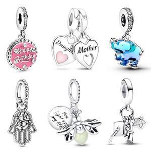 여성용 실버 펜던트 비즈, 판도라 925 정품 참 팔찌, 핫 세일, 럭셔리 DIY 쥬얼리 선물