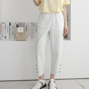 여자 배기핏 9부 밴딩 여름 흰색 바지