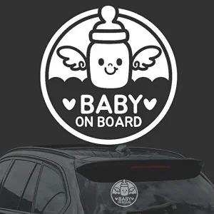 [셀러허브 패션][JHQS78Q0_4B]BABY BOARD 젖병 화이트시트지 자동차스티커