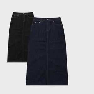 데님스커트 생지 8부 9부 H라인 스판 밴딩 뒷트임 청