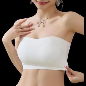 [옷자락]여성 스트랩리스 튜브탑 내장 방지 흘러내림 브라