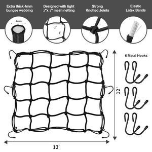 1pcs 30x30cm otorcycle 수하물 그물 자전거 6 후크 연료 탱크 메쉬 웹 번지 블랙 바이크 오토바이 자동차