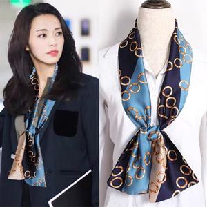 1+1 여성 고급 데일리 부드러운 실크 스카프 머플러 쁘띠 롱 사각 봄 코디