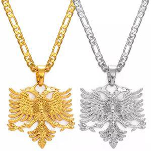 Anniyo 알바니아 독수리 펜던트 목걸이 남성 여성 실버 컬러/골드 컬러 보석 민족 코소보  233406
