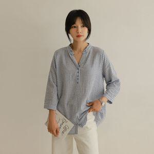 [66-110] 트린 반오픈 고방 체크 남방