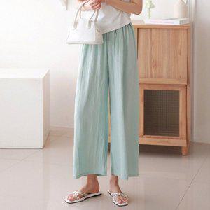 쿨 지지미 와이드 팬츠 5color 일자 바지 밴딩 팬츠 데일리 팬츠 홈웨어 파자마