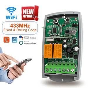 투야 스마트봇Tuya WIFI 차고 문 오프너 게이트 수신기 2ch 433mhz 범용 고정 롤링 코드 멀티 브랜드 컨트