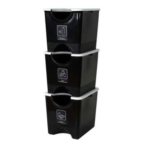 플라팜 에코홀릭 적층 분리수거함 추천 블랙 30L 3개 BNS