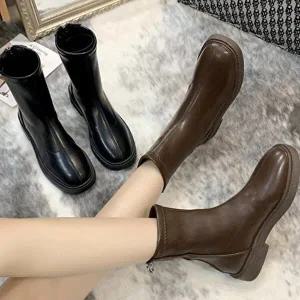 봄부츠 여성부츠 발목 봄구두 부츠힐 봄 통굽 워커-WF78D23