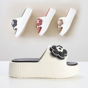 908 플라워 통굽슬리퍼 말랑푹신 여성 키높이 슬리퍼 꽃장식 실내화