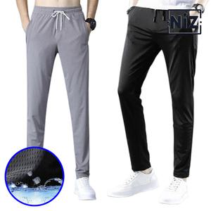 니즈홈 남성 아이스팬츠 쿨링 트레이닝바지 냉감 여름 배기 홈웨어 편한 얇은 냉방 슬랙스 조거 밴딩 메쉬