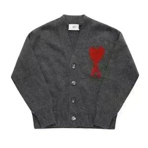 아미 가디건 BFUKC006 018 084 아미 드 꾀흐 빅 하트 로고 인타르시아 브이넥 남성가디건 여성가디건 당일발송