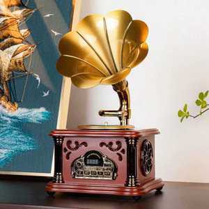 축음기 나팔 오디오 LP 스피커 플레이어 브라운 옛날 레트로 클래식 거실 엔틱 블루투스