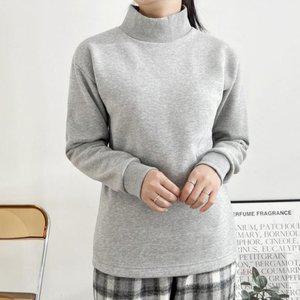 고품질 겨울 여성 데일리 베이직 기모 면 반목폴라 티셔츠 여성반폴라 니트코디 니트패션 니트티 (WFHVZBN)