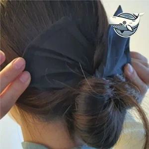 똥머리 올림 리본 와이어 헤어밴드 검정-WFHK91P