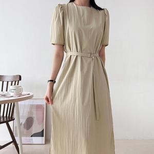 여자 여름하객룩 벨티드 투웨이 슬릿 롱원피스