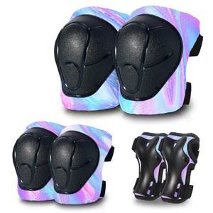 그라디언트 컬러 어린이 보호 장비 세트 2-14세 어린이용 무릎 보호대, 조절 가능한 스트랩 어린이/청소년용 보호대 엘보 패드, 인라인 롤러 스케이트, 사이클링, BMX 자전거, 스케이트보드, 스쿠터용 손목