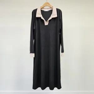 빅사이즈 502 달링배색카라긴팔원피스 DBSS703