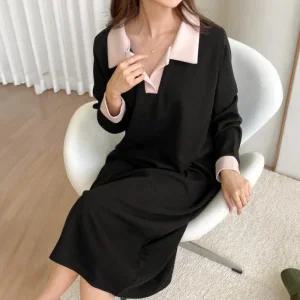 빅사이즈 502 루즈스판카라배색원피스 DBSO592