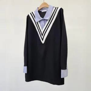 빅사이즈 502 요꼬브이넥셔츠카라티 DBSS704