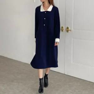 빅사이즈 503 배색카라펄단추원피스 DBSO708